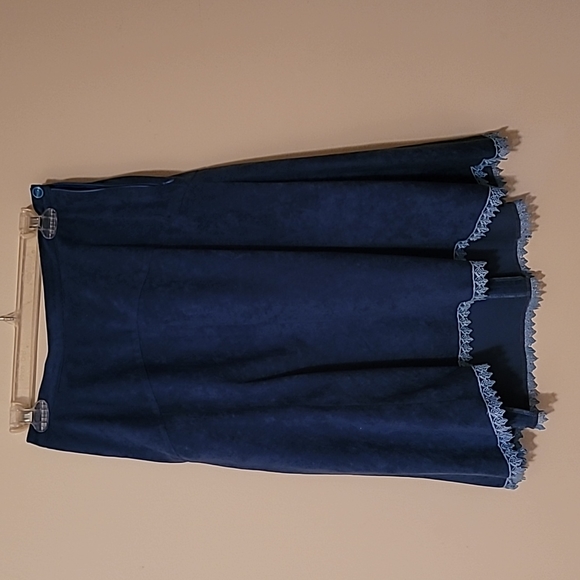 Vintage 100% cotton velour blue skirt and vest - Picture 2 of 9